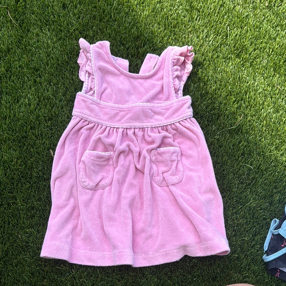 Minnow Girls 2T Pink Terry Cloth Dress with Ruffle Straps